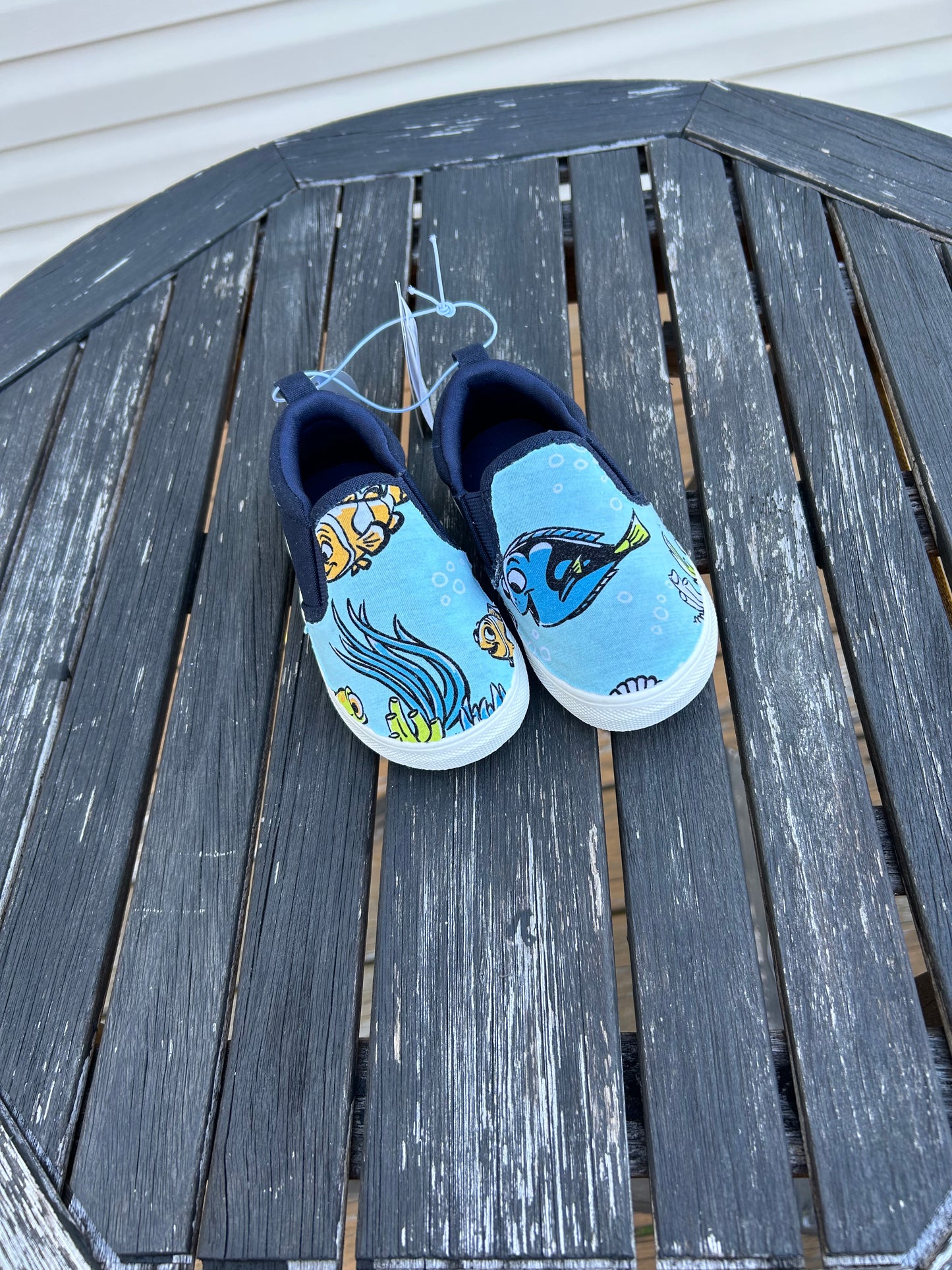 Nemo navy custom slip ons